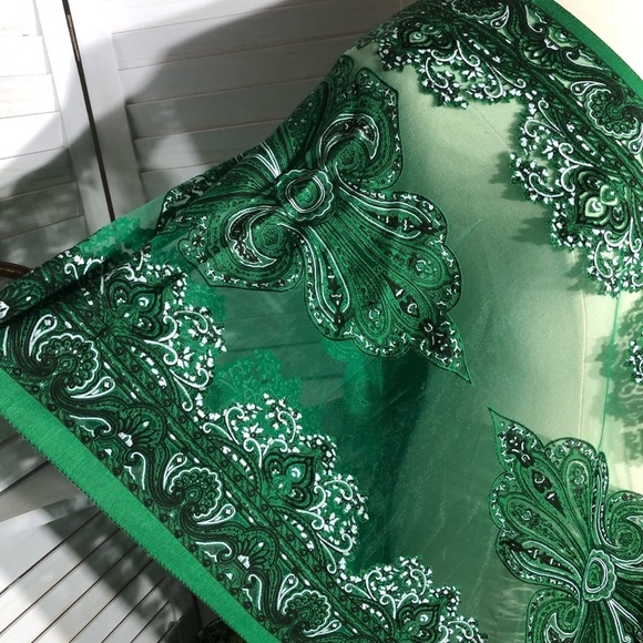 Vintage Y2K Sheer Lace Poncho Bohemian Floral Fringe Green - Picture 5 of 11